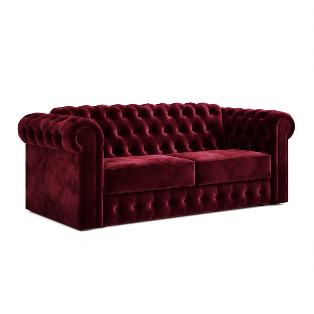 Jay Be® Chesterfield Sofa Bed with e Sprung™ Mattress  Three seater Luxe Velvet Shiraz | Bed Sava
