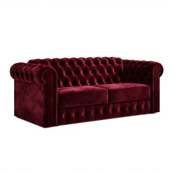 Jay Be® Chesterfield Sofa Bed with e Sprung™ Mattress  Three seater Luxe Velvet Shiraz | Bed Sava