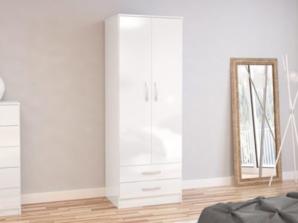 Birlea Lynx 2 Door Combi Robe Assorted Colours White Wardrobe | Bed Sava