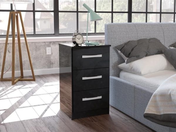 Birlea Lynx 3 Drawer Bedside Black Bedside Chest | Bed Sava