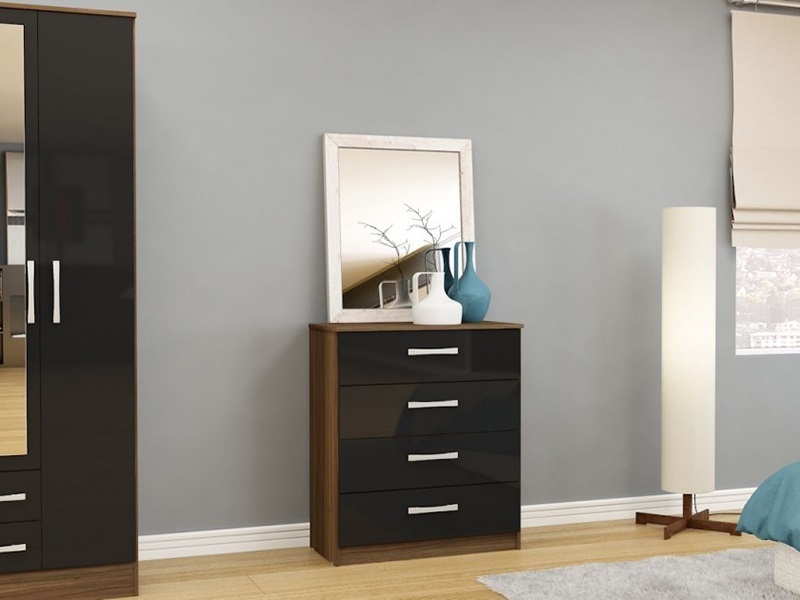 Birlea Lynx 4 Drawer Chest Walnut & Black Drawer Chest