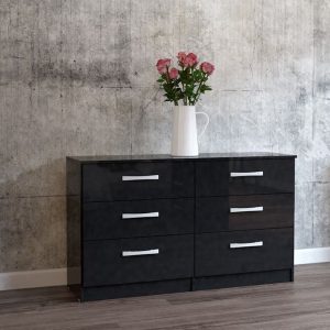 Birlea Lynx 6 Drawer Chest Black Drawer Chest | Bed Sava