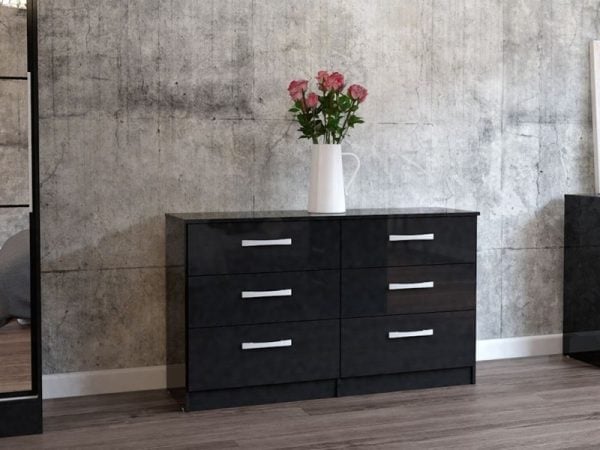 Birlea Lynx 6 Drawer Chest Black Drawer Chest | Bed Sava