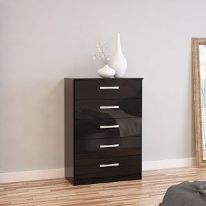 Birlea Lynx 5 Drawer Chest Black Drawer Chest | Bed Sava