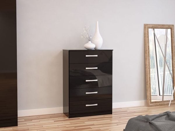 Birlea Lynx 5 Drawer Chest Black Drawer Chest | Bed Sava