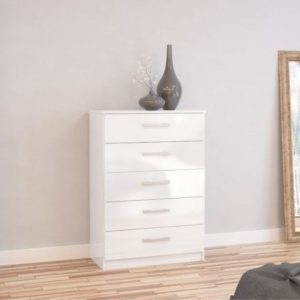 Birlea Lynx 5 Drawer Chest White Drawer Chest | Bed Sava