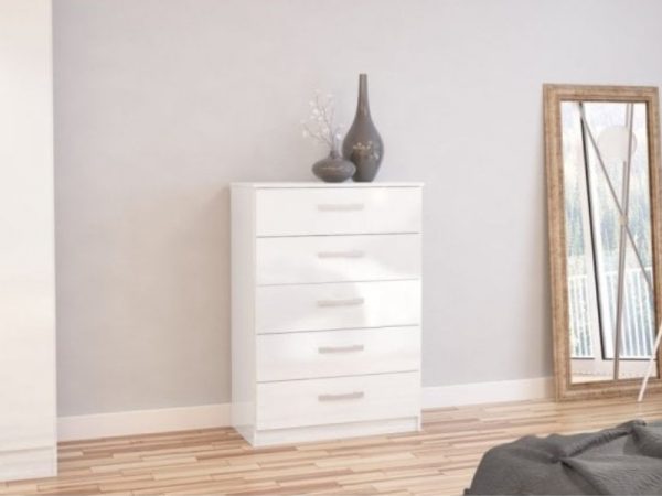 Birlea Lynx 5 Drawer Chest White Drawer Chest | Bed Sava
