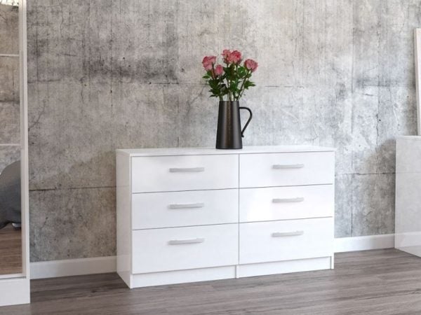 Birlea Lynx 6 Drawer Chest White Drawer Chest | Bed Sava