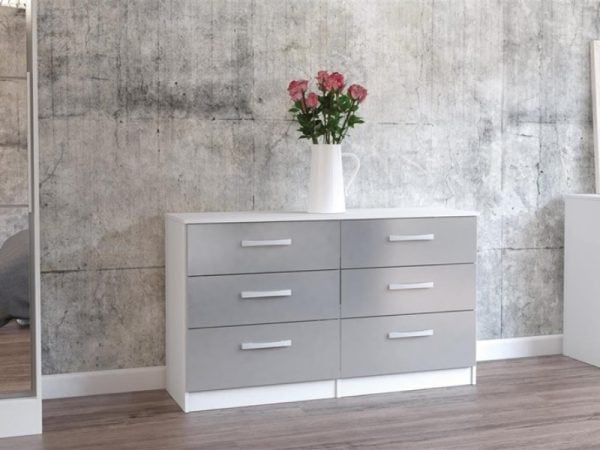 Birlea Lynx 6 Drawer Chest White and Grey Drawer Chest | Bed Sava
