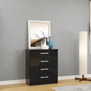 Birlea Lynx 4 Drawer Chest Black Drawer Chest | Bed Sava