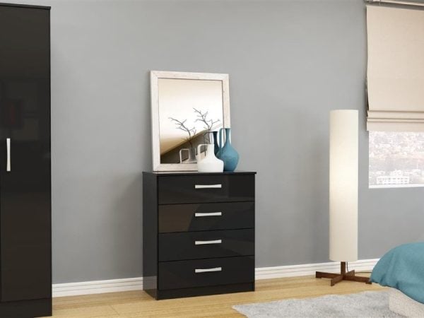 Birlea Lynx 4 Drawer Chest Black Drawer Chest | Bed Sava