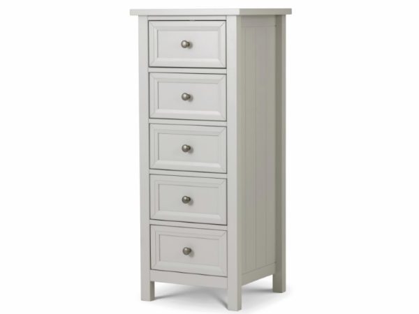 Julian Bowen Maine 5 Drawer Tall Chest Dove Grey Drawer Chest | Bed Sava