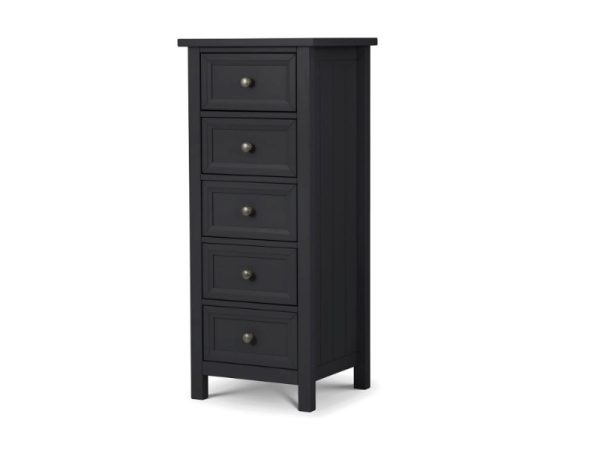 Julian Bowen Maine 5 Drawer Tall Chest Anthracite Drawer Chest | Bed Sava