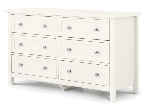 Julian Bowen Maine 6 Drawer Wide Chest Surf White Drawer Chest | Bed Sava