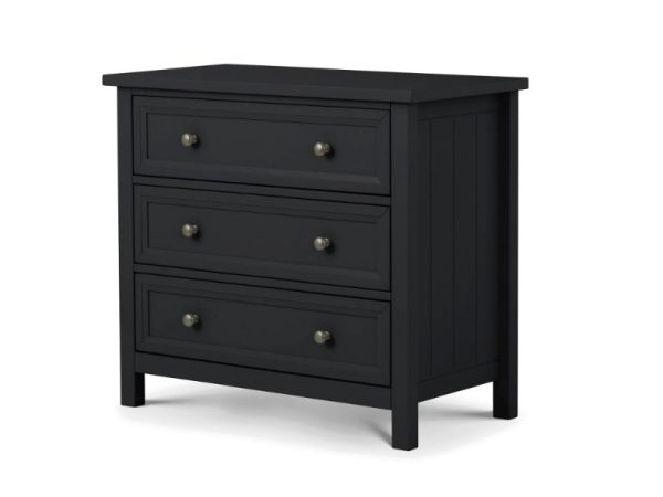 Julian Bowen Maine 3 Drawer Wide Chest Anthracite Drawer Chest | Bed Sava