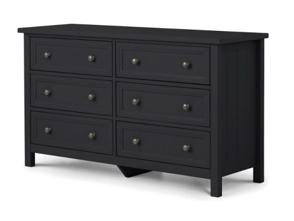 Julian Bowen Maine 6 Drawer Wide Chest Anthracite Drawer Chest | Bed Sava
