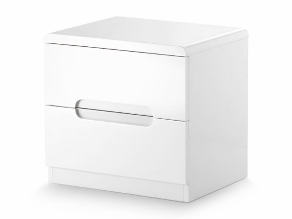 Julian Bowen Manhattan 2 Drawer Bedside White Bedside Chest | Bed Sava