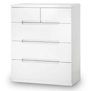 Julian Bowen Manhattan 3 plus 2 Drawer Chest White Drawer Chest | Bed Sava