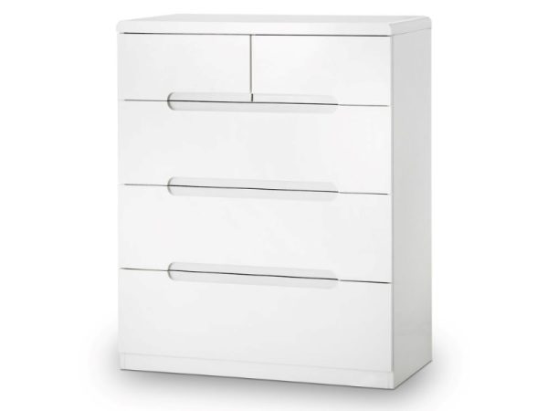 Julian Bowen Manhattan 3 plus 2 Drawer Chest White Drawer Chest | Bed Sava