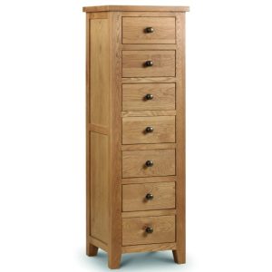 Julian Bowen Marlborough 7 Drawer Narrow Chest Oak Drawer Chest | Bed Sava