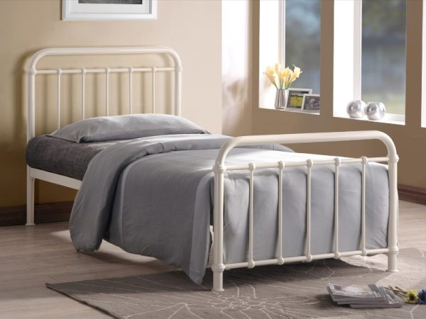 Time Living Miami Single Ivory Metal Bed | Bed Sava