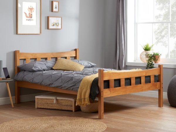 Birlea Miami Double Natural Pine Wooden Bed | Bed Sava