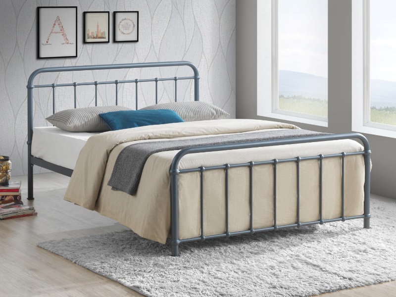Time Living Miami Small Double Metal Grey Metal Bed