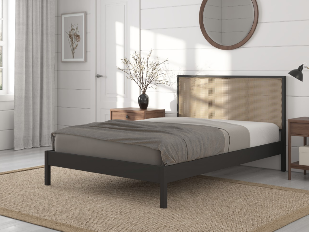 Snuggle Beds Michael Rattan Bed Double Black Wooden Bed