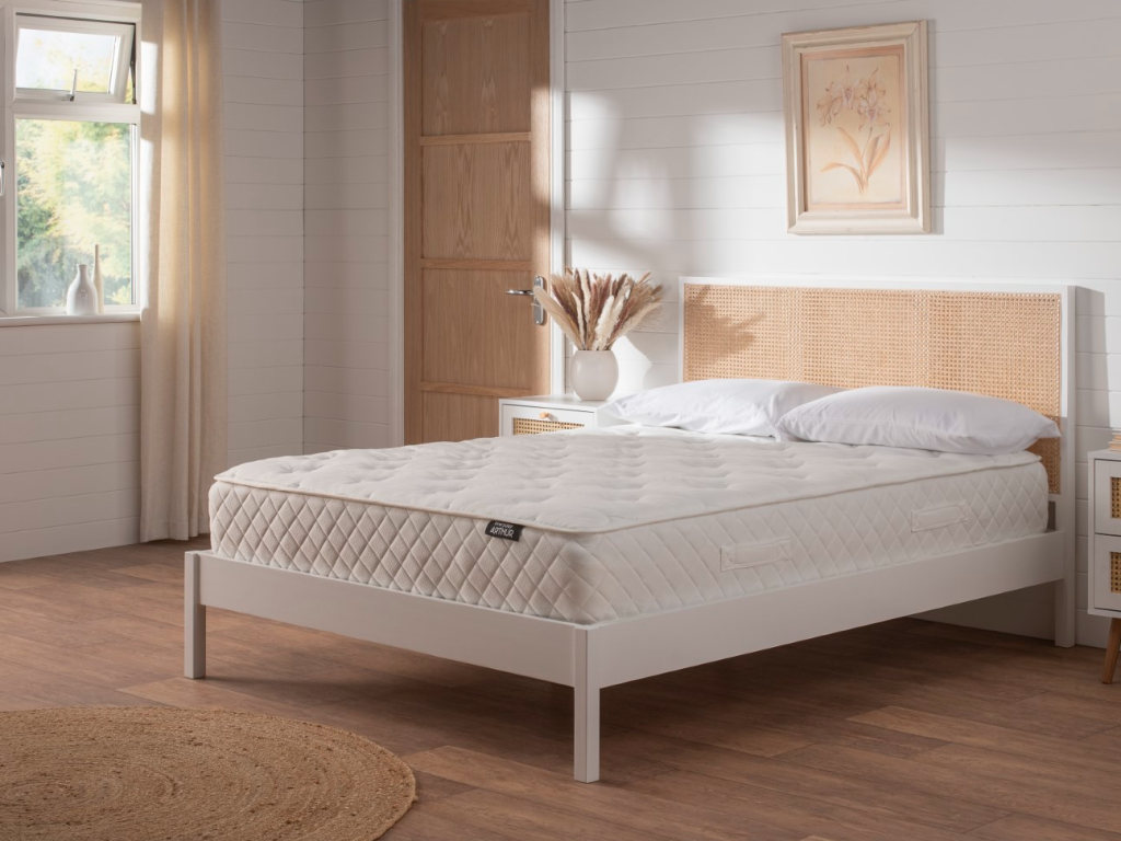 Snuggle Beds Michael Rattan Bed King Size White Wooden Bed