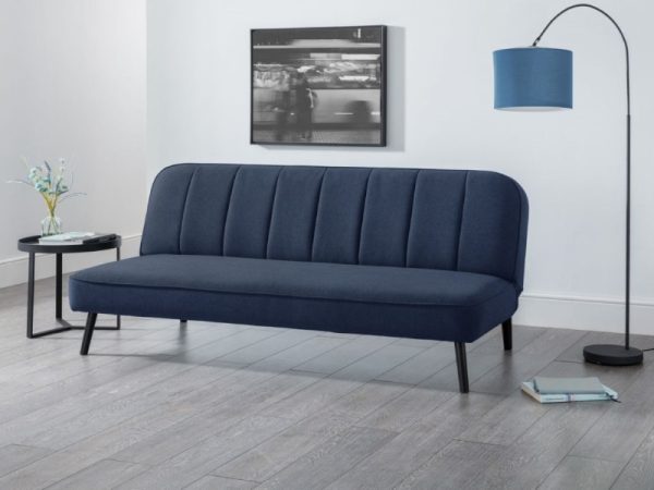 Julian Bowen Miro Curved Back Sofabed Small Single Blue Linen Sofa Bed | Bed Sava