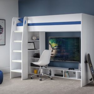 Julian Bowen Nebula Gaming Bed Single White High Sleeper | Bed Sava