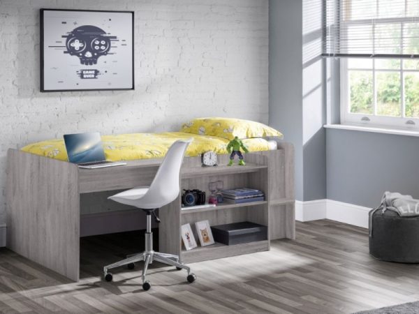 Julian Bowen Neptune Midsleeper with Desk Single Grey Oak Mid Sleeper | Bed Sava
