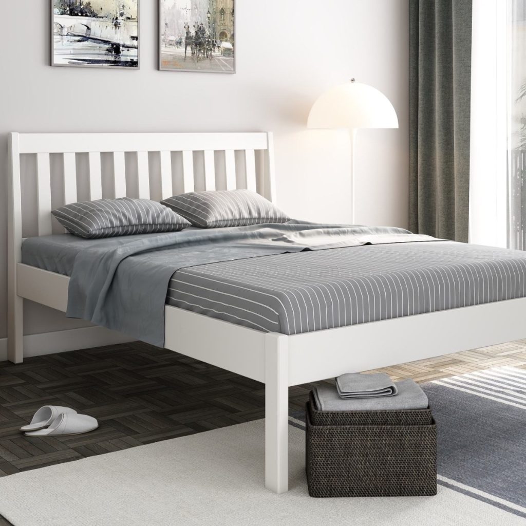 Noomi Elsie Solid Wood Bed White Double (FSC Certified)