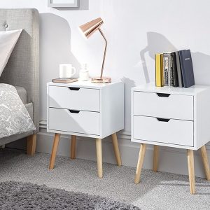 GFW Nyborg 2 Drawer Bedside Pair White Bedside Chest | Bed Sava