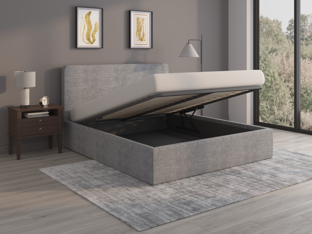 Snuggle Beds Olivia King Size Olivia Light Grey Ottoman Bed