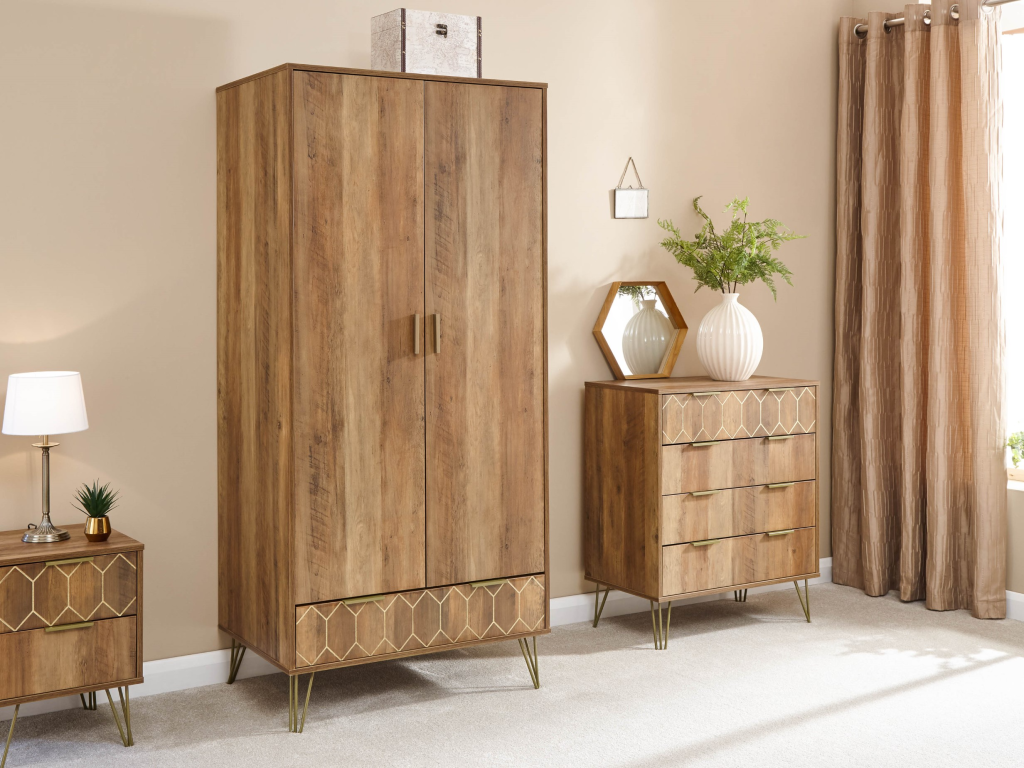 GFW Orleans 2 Door 1 Drawer Wardrobe Wardrobe