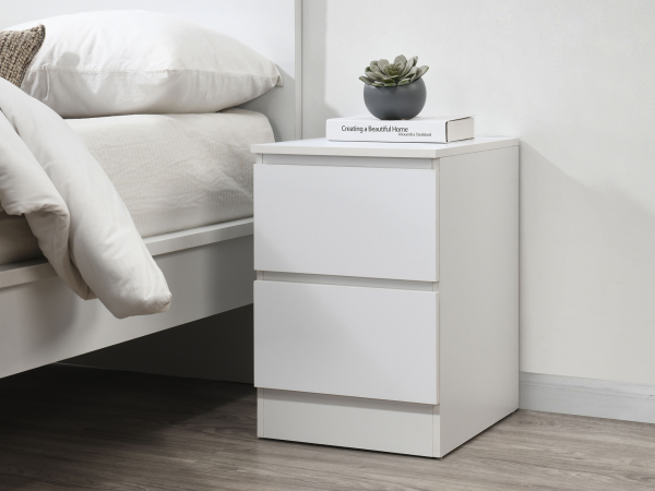 Birlea Oslo 2 Drawer Bedside White Bedside Chest | Bed Sava