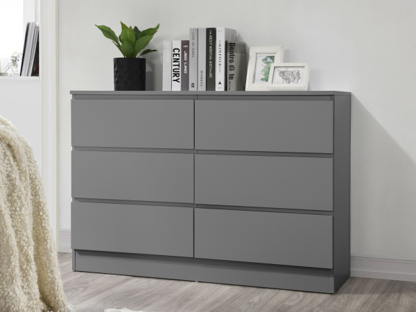 Birlea Oslo 6 Drawer Chest Grey Bedside Chest | Bed Sava