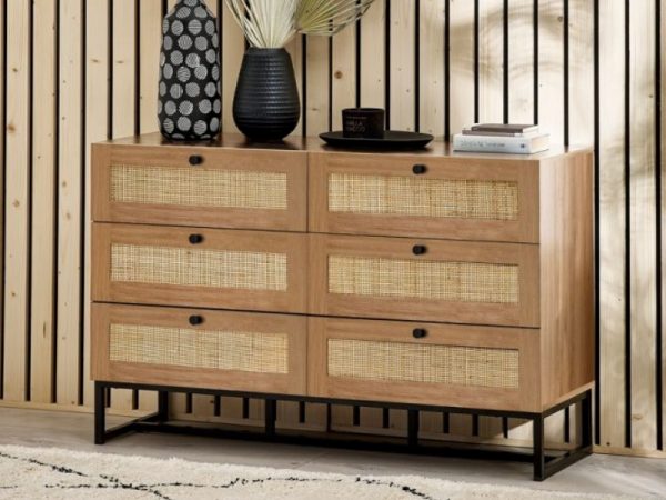 Julian Bowen Padstow 6 Drawer Chest Oak Drawer Chest | Bed Sava