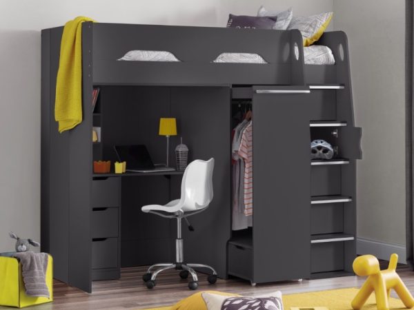 Julian Bowen Pegasus Highsleeper Single Anthracite High Sleeper | Bed Sava