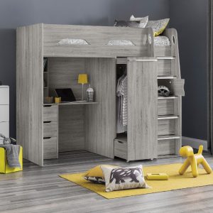 Julian Bowen Pegasus Highsleeper Single Grey Oak High Sleeper | Bed Sava