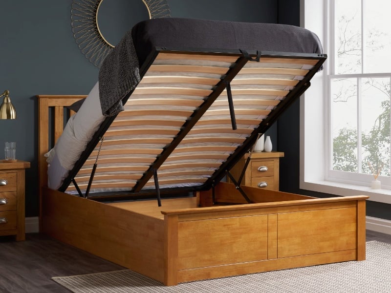 Birlea Phoenix Ottoman Oak Small Double Oak Ottoman Bed