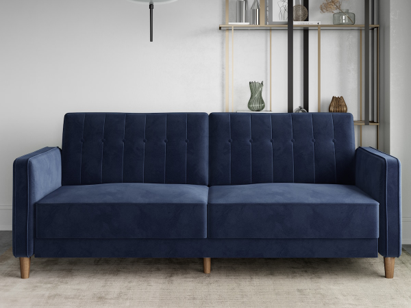 Dorel Pin Tufted Velvet Transitional Sofa Bed Blue Velvet Sofa Bed | Bed Sava