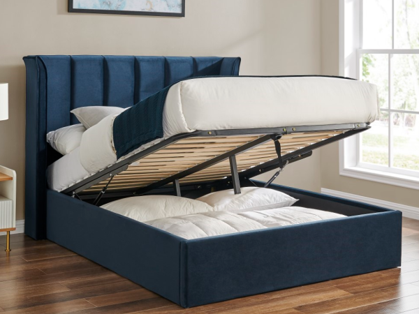 Limelight Polaris Storage Double Navy Ottoman Bed | Bed Sava