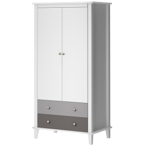 Little Seeds Poppy wardrobe White and Grey White Nursery Wardrobe | Bed Sava