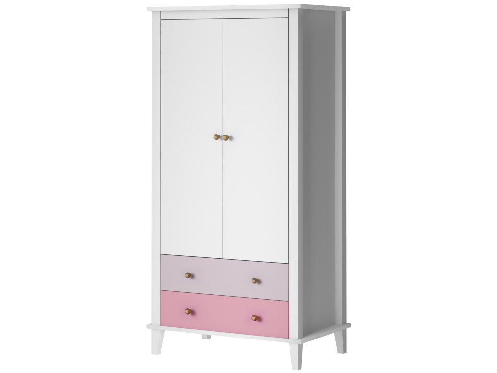 Little Seeds Poppy wardrobe White and Pink Nursery Wardrobe