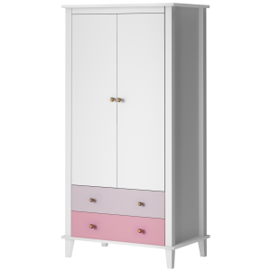 Little Seeds Poppy wardrobe White and Pink Nursery Wardrobe | Bed Sava