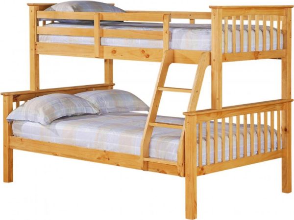 Heartlands Furniture Porto Triple Sleeper Bunk Bed Single Natural Pine Bunk Bed | Bed Sava