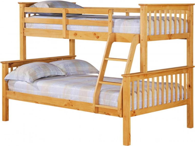 Heartlands Furniture Porto Triple Sleeper Bunk Bed Single Natural Pine Bunk Bed | Bed Sava