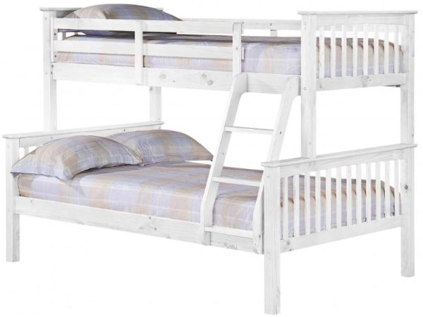 Heartlands Furniture Porto Triple Sleeper Bunk Bed Single Whitewash Pine Bunk Bed | Bed Sava